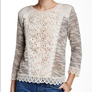 Champagne & Strawberry Mix Laced Knit Sweater XS